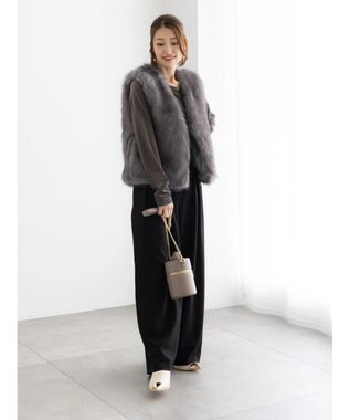 Te chichi タックワイドフルレングスパンツ ブラック