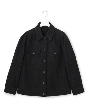 ICB L 【洗える】リーフラッセルレース ジャケット ブラック系