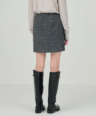 GRACE CONTINENTAL シャギーチェックミニスカート グレー