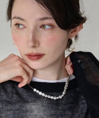 Phoebe メタリックパールチョーカーネックレス/41cm ホワイト