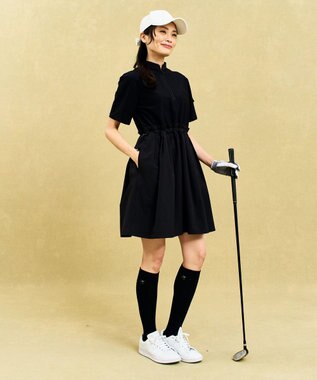 23区GOLF 【WOMEN】機能に優れた新素材「AIR TOOL」で暑い夏を快適に コンビ素材 ワンピース ブラック系