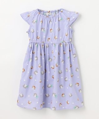 ANY KIDS 【WEB限定柄有】総柄 サマー ワンピース ラベンダー系ネコ