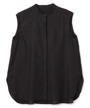 UNFILO リネンレーヨン ノースリーブブラウス ブラック