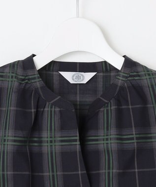 J.PRESS LADIES 【WEB限定カラーあり・洗える】SOFT SHEER チェック キーネック ブラウス 【WEB限定】ネイビーチェック系