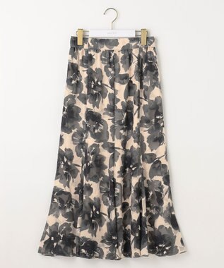 ANY SIS 【洗える】アートフラワープリント スカート ブラック系