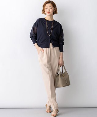 23区 L 【先行予約/WEB&一部店舗限定カラーあり】シャイニーシアー ドルマンスリーブ カーディガン [WEB&一部店舗限定]ネイビー系