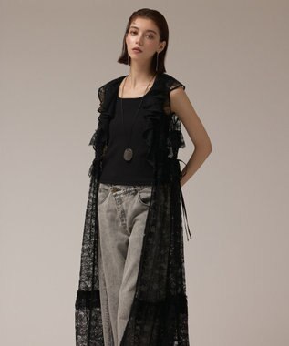 GRACE CONTINENTAL フリルカラーレースワンピース ブラック