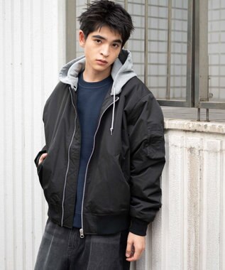 WEGO 【ユニセックス着用ITEM】パテッドフードMA－1 ブラック