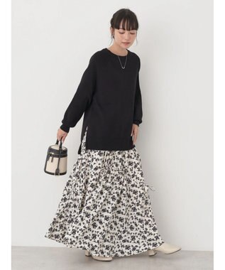 earth music&ecology サイドスリットルーズチュニック Black