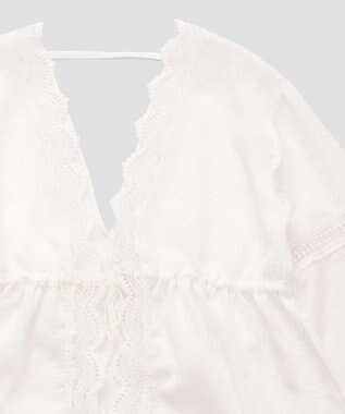 San-ai Resort（三愛水着楽園） 楊柳×レース　羽織り　F【San-ai Resort（サンアイリゾート）】 ホワイト