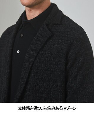 GOTAIRIKU テーラード設計【洗える】ニット カーディガンジャケット グレー系