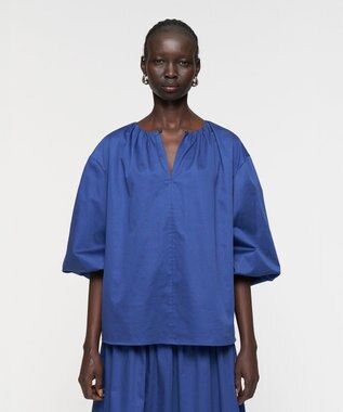  【洗える】コットンサティーン　ブラウス