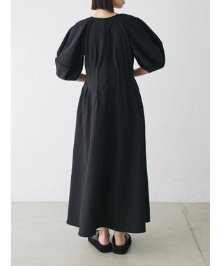 Green Parks ボリューム袖ロングワンピース Black