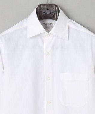 GOTAIRIKU 【形態安定】PREMIUMPLEATS_セミワイドカラー _織柄_通年ドレスシャツ(25年秋冬モデル) ホワイト系(折柄/ドビーストライプ)