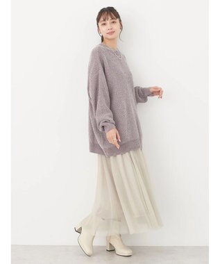 earth music&ecology シャイニーベロアモールチュニック Gray Beige