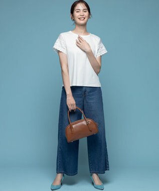 組曲 S レーススリーブシルケット カットソー アイボリー系