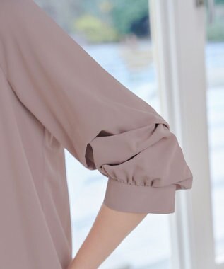 Tiaclasse つまみタック袖レイヤードブラウス ピンクモカ