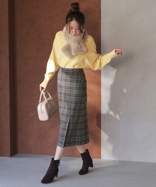 ANY SIS L ビューティサーモ2WAYストレッチチェック スカート グレータータン