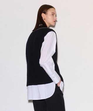 JOSEPH ポプリンシャツ×ニットベスト Black