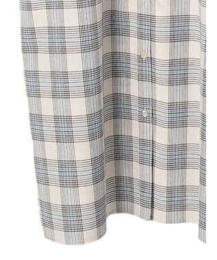 Green Parks 綿麻混バンドカラーシャツワンピース Check