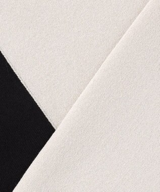 ICB 【洗える】マットヴィスコースポリエステル ブロッキングニット トープ×ブラック系