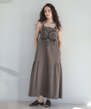 Green Parks ■ＥＳＣＡＲ　フロントレースキャミワンピース Gray Beige