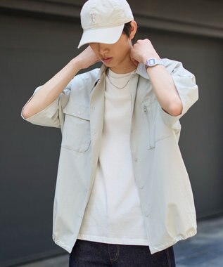 WEGO 【ユニセックス着用ITEM/MLサイズ展開/機能シャツ】リップストップシャツ（SS） グレー