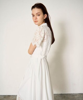 GRACE CONTINENTAL レースコンビタフタワンピース ホワイト