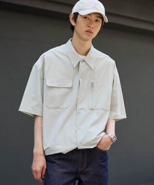 WEGO 【ユニセックス着用ITEM/MLサイズ展開/機能シャツ】リップストップシャツ（SS） グレー