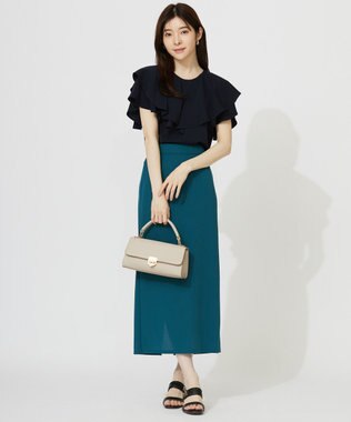 ANY SIS S 【UVケア ・ストレッチ・洗える】2WAYジョーゼットジャージーナロー スカート グリーン