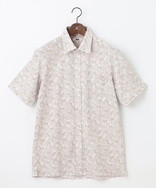 JOSEPH ABBOUD 【リネン素材/清涼感/吸水速乾】リネンハニカムプリント 半袖 シャツ ホワイト系6