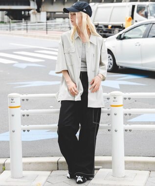 WEGO 【ユニセックス着用ITEM/MLサイズ展開/機能シャツ】リップストップシャツ（SS） グレー