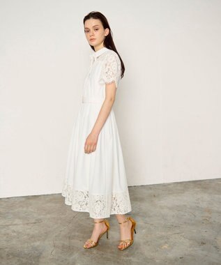 GRACE CONTINENTAL レースコンビタフタワンピース ホワイト