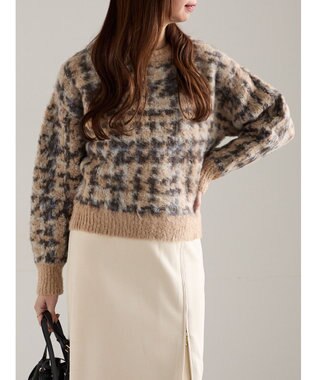 Te chichi チェックジャガードニットプルオーバー ベージュ