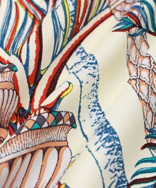 23区 manipuri リヤドシルク スカーフ グリーンプリント