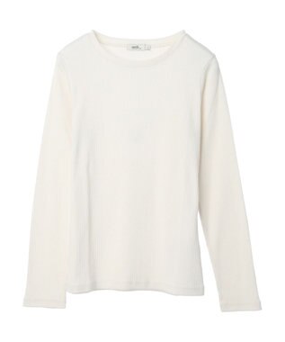 earth music&ecology チェーンリブクルーネックプルオーバー Ivory