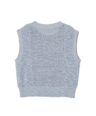 earth music&ecology 配色ラインＭＩＸニットベスト Blue