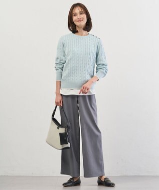 J.PRESS LADIES L セルロースシャンブレー セミワイド パンツ グレー系