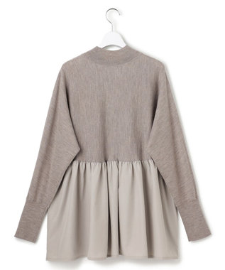 23区 L 【洗える】ギャザープルオーバー コンビ ニット ベージュ系