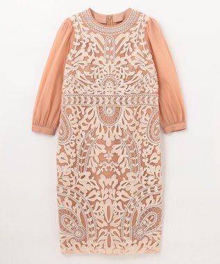 GRACE CONTINENTAL オーガン袖コード刺繍ドレス