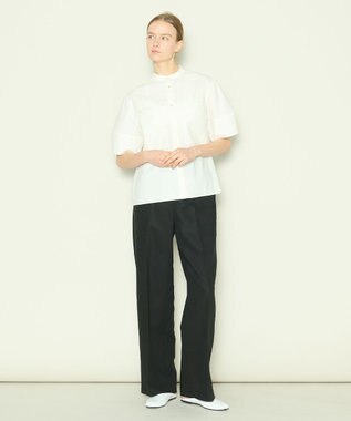 JOSEPH 【洗える】コットンシルク　フルオープンブラウス Ivory