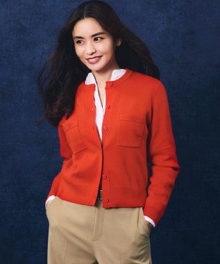 23区 L 【滝沢眞規子さん着用】コットンカシミヤ ポケット カーディガン レッド系