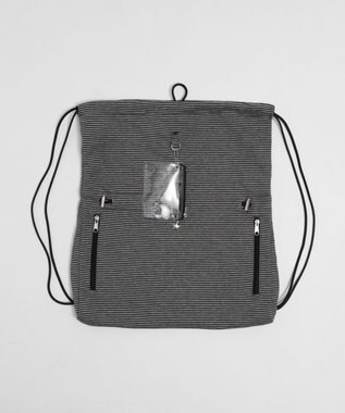 WEGO クリアポーチ付きナップサック ブラックボーダー