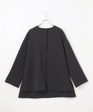 #Newans 【セレモニーにも】＜亀恭子さんコラボ＞下から着られちゃう！シュシュ付き2WAYカフスブラウス ネイビー系