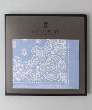 GOTAIRIKU BOX入りでギフトに最適【高機能吸水 / 抗菌防臭加工/シワになりにくい】バンダナハンカチ サックスブルー×ペイズリー