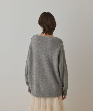 GRACE CONTINENTAL フェアアイル刺繍ニットトップ グレー