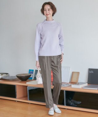 自由区 【洗える】チンツサテンタンブラー ジョガーパンツ グレー系