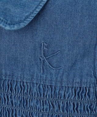 組曲 KIDS 【100㎝】 フラワーボタンデニムワンピース ネイビー