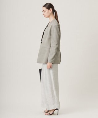 ICB L Vi/Ly/Liツイル  ノーカラージャケット カーキ系