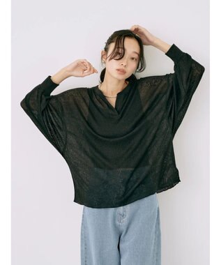 earth music&ecology シアーリブドルマンプルオーバー Black